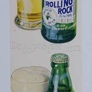 Rolling Rock – Twin bottle-and-glass display